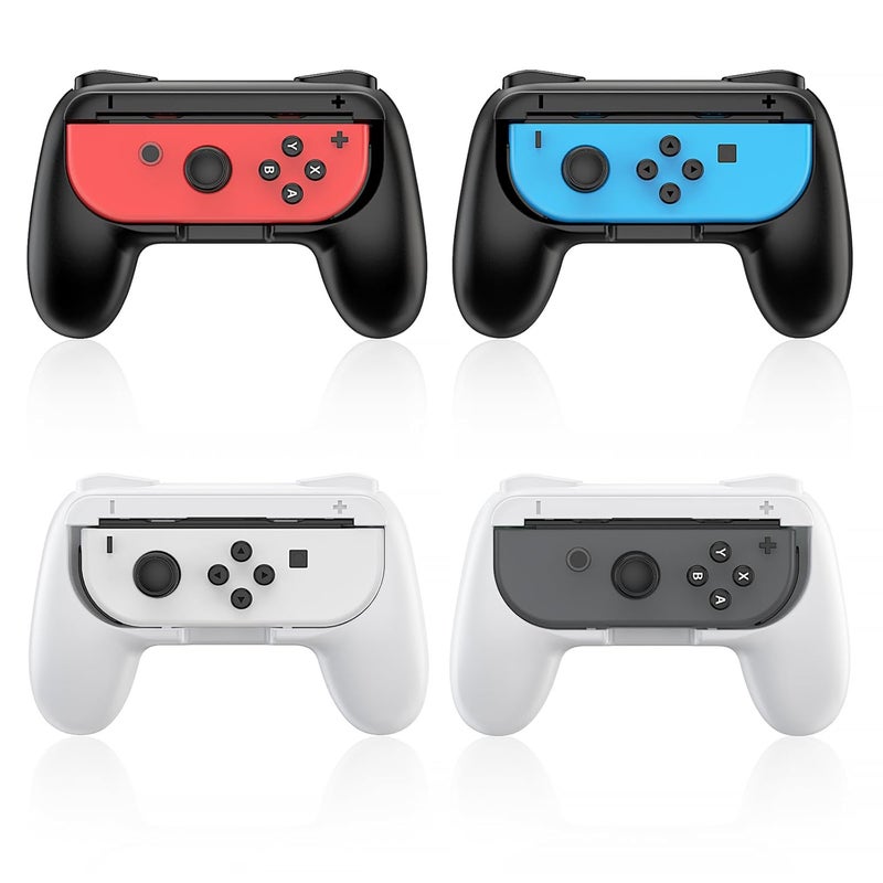 FYOUNG Hand Grips for Switch and for Switch OLED JoyCons, Hand Grips Controllers Compatible with Nintendo Switch for Joy Con and Switch OLED Model 2021 (4 Pack) (Black &White) - Image 1