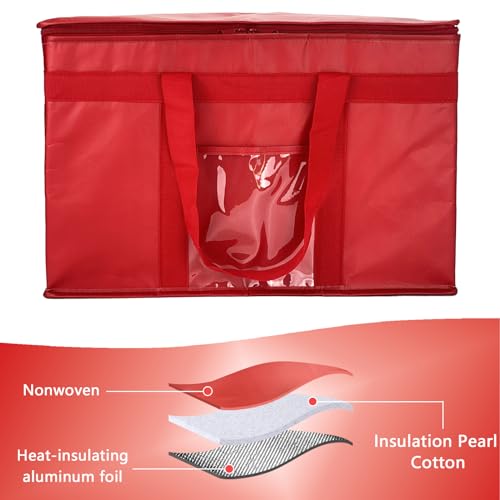 Yalin XXXL Large Insulated Cooler Bag, Styrofoam Cooler of Keep Food Hot or Cold, Reusable Double Zipper Food Delivery Bag for Grocery Shopping, 23" W x 15" H x 14" D (Red, XXL (Pro)) - Image 4