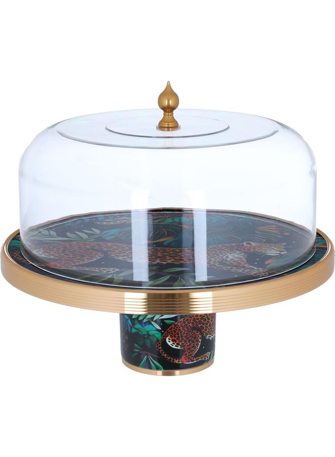 Alsaif Steel Serving Stand Circular Transparent Colored Cover - Image 1