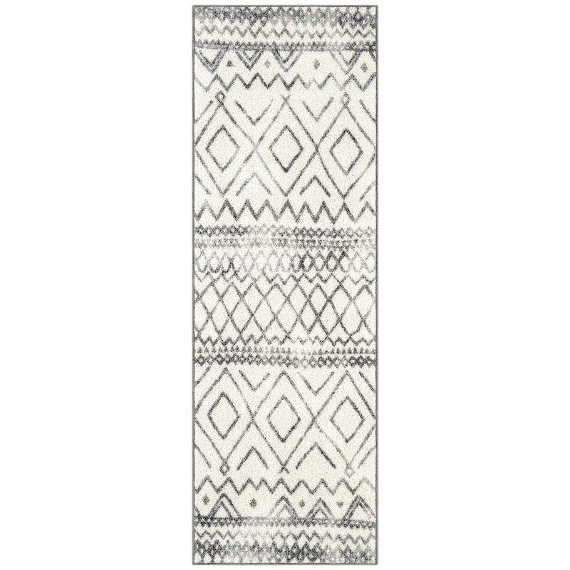 Maples Rugs Abstract Diamond Modern Distressed Non Slip Runner Rug For Hallway Entry Way Floor Carpet [Made in USA], 2 x 6, Neutral - Image 1