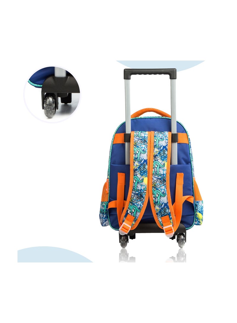 Eazy Kids Eazy Kids - 16" Set of 3  Trolley School Bag Lunch Bag & Pencil Case Dinosaur  - Orange  - Image 5