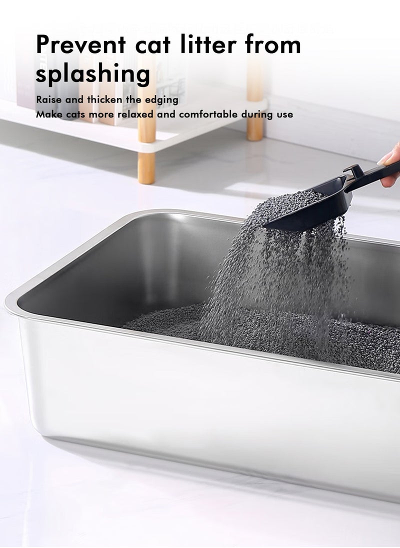 Stainless Steel Cat Litter Box with High Sides - Never Absorbs Odor, Stains or Rusts - Non Stick Smooth Surface for Cats and Rabbits