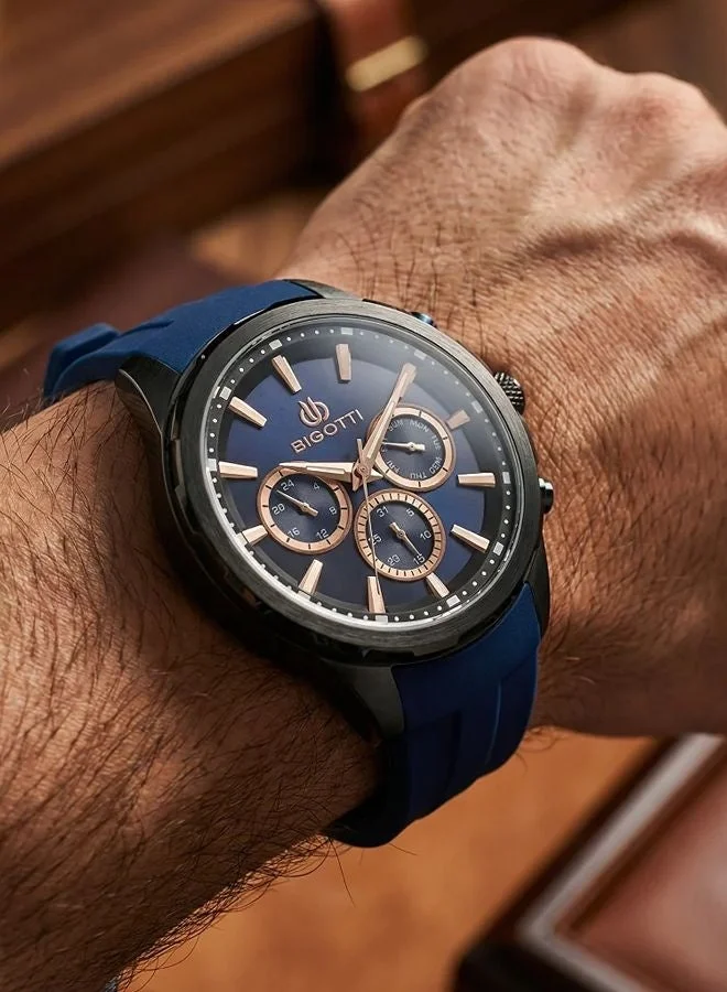 BIGOTTI Bigotti - Raffinato Men Watch | Silicone BandBrass Case | Analog | Round Dial | Mineral Glass | Japanese Quartz | Water Resistant 50 Meters