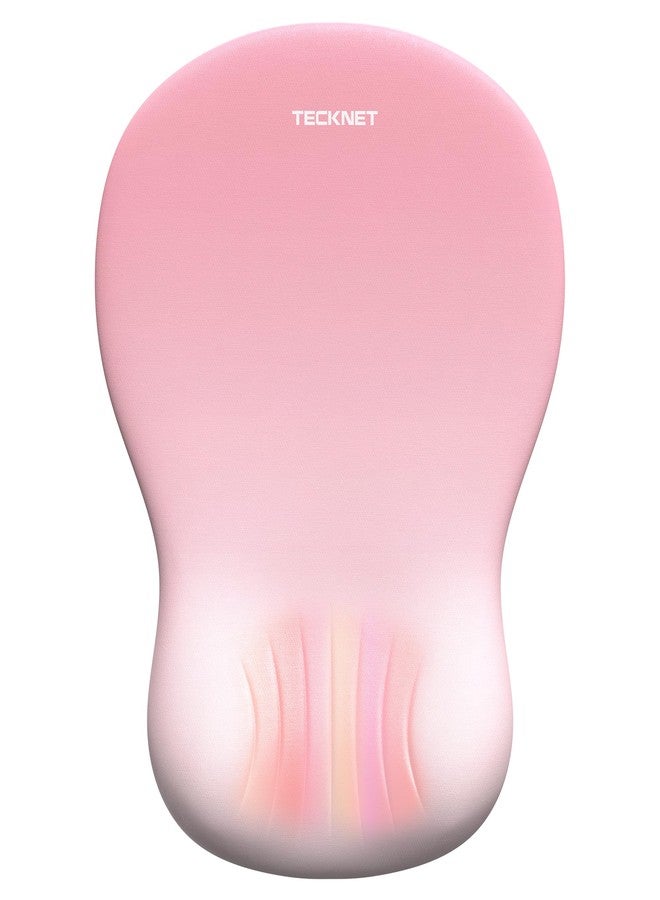 TECKNET Ergonomic Mouse Pad with Wrist Rest, Memory Foam Mousepad with Wrist Support, Smooth Surface, Middle Concave & Non-Slip Base for Laptop/PC, Pain Relief for Home Office Gaming, Pink - Image 4