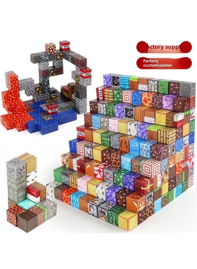 Source My Magnetic World Square DIY Magnetic Building Blocks Children's Educational Assembled Building Blocks Magnetic Suit-Color:500 Magnetic Random Pieces + 24 Random Minifigures + Storage Bucket  - Image 5