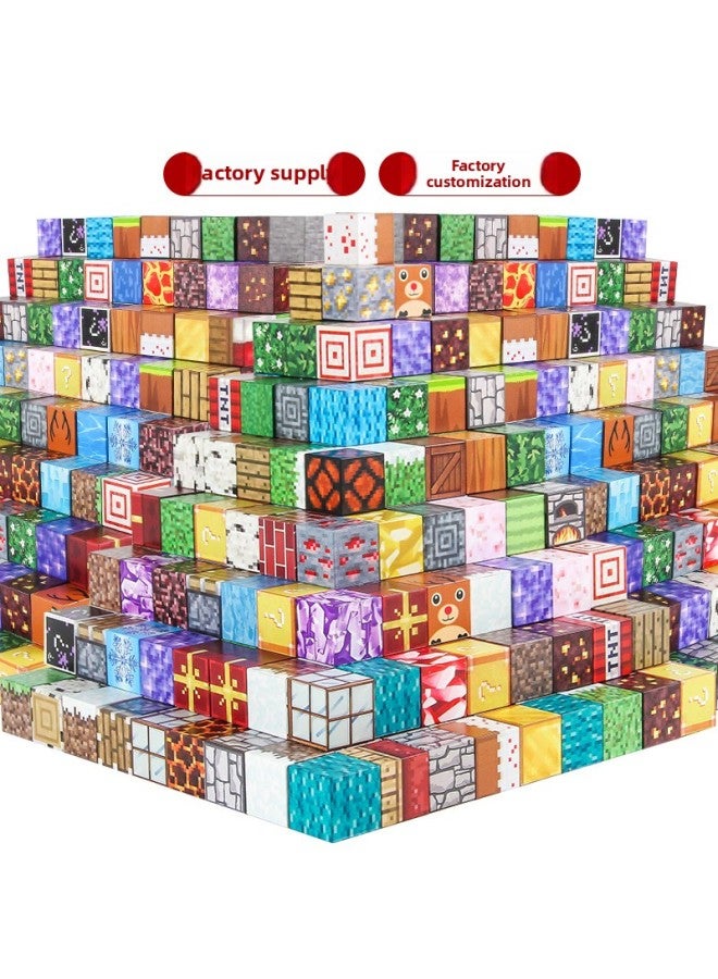 Source My Magnetic World Square DIY Magnetic Building Blocks Children's Educational Assembled Building Blocks Magnetic Suit-Color:500 Magnetic Random Pieces + 24 Random Minifigures + Storage Bucket  - Image 3