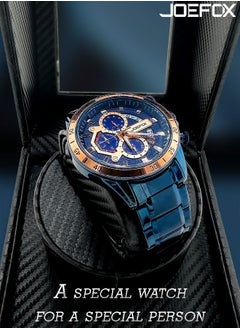 JoeFox Men's Watch Stainless Steel Waterproof Date Quartz Watch for Men Royal Blue  - Image 2