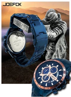 JoeFox Men's Watch Stainless Steel Waterproof Date Quartz Watch for Men Royal Blue  - Image 3