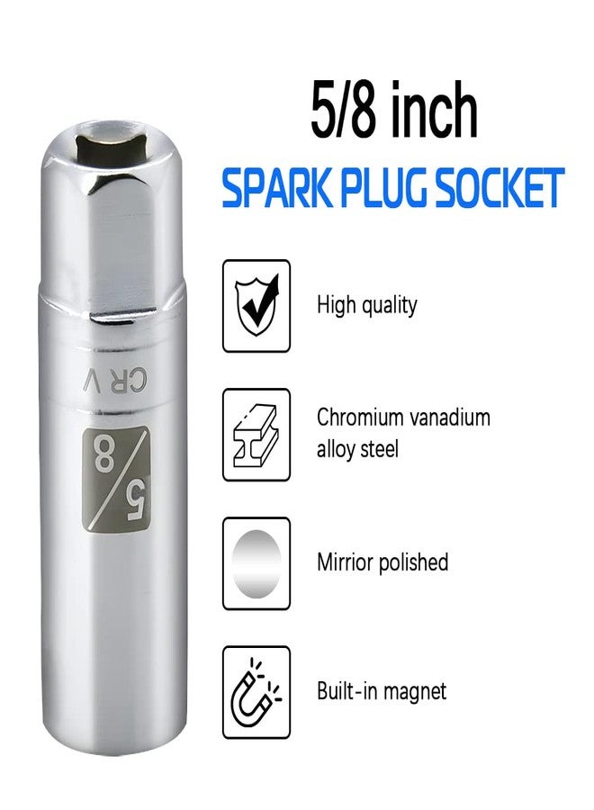 A ABIGAIL 5/8-inch Magnetic Spark Plug Socket 3/8-inch Drive 6-Point Powerful Magnet Retains Spark Plugs Chrome Vanadium Steel - Image 3