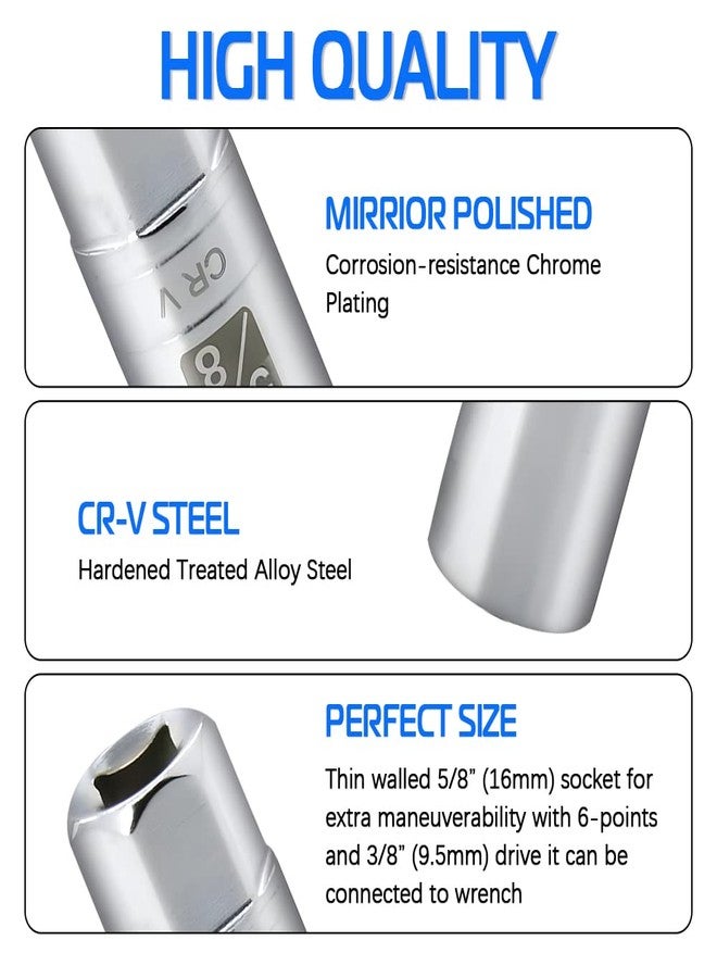 A ABIGAIL 5/8-inch Magnetic Spark Plug Socket 3/8-inch Drive 6-Point Powerful Magnet Retains Spark Plugs Chrome Vanadium Steel - Image 2