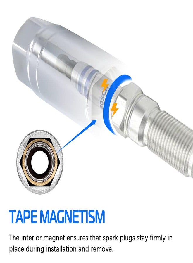 A ABIGAIL 5/8-inch Magnetic Spark Plug Socket 3/8-inch Drive 6-Point Powerful Magnet Retains Spark Plugs Chrome Vanadium Steel - Image 4