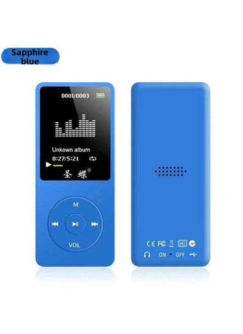 Screen Mp3 Player Memory Mp4 Pluggable Memory Card Hot 1.8 Screen English Listening Mp3 Can Be Put Outside-Body Color:Dark Blue [Band Out]]-Memory Capacity:16GB Comes With Memory + Full Set Of Accessories