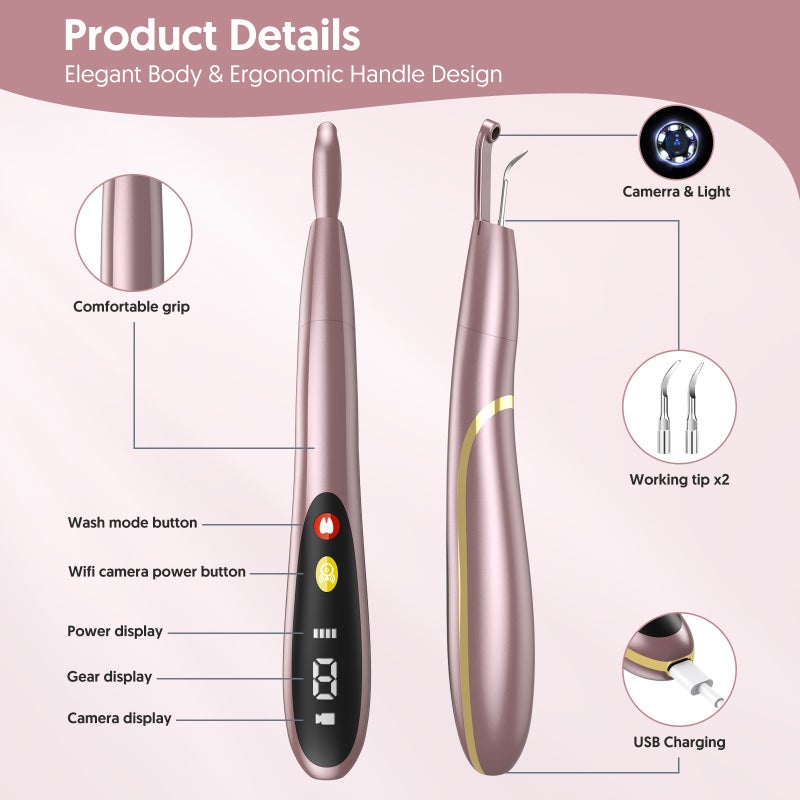 Electric Tooth Cleaner 42KHz WiFi Visual Smart Tartar Remover - 3-Speed Mode High-Definition Image Display for Home Oral Care - Image 4