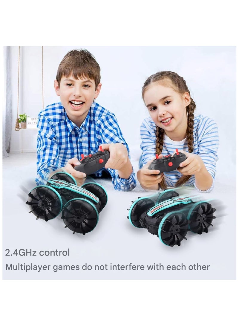 VITION Remote Controlled Car, Gear box Amphibious Stunt Car, Aquatic Dual Use 2.4G RC Toy for Kids Endless Land and Water Adventures, Green  - Image 4