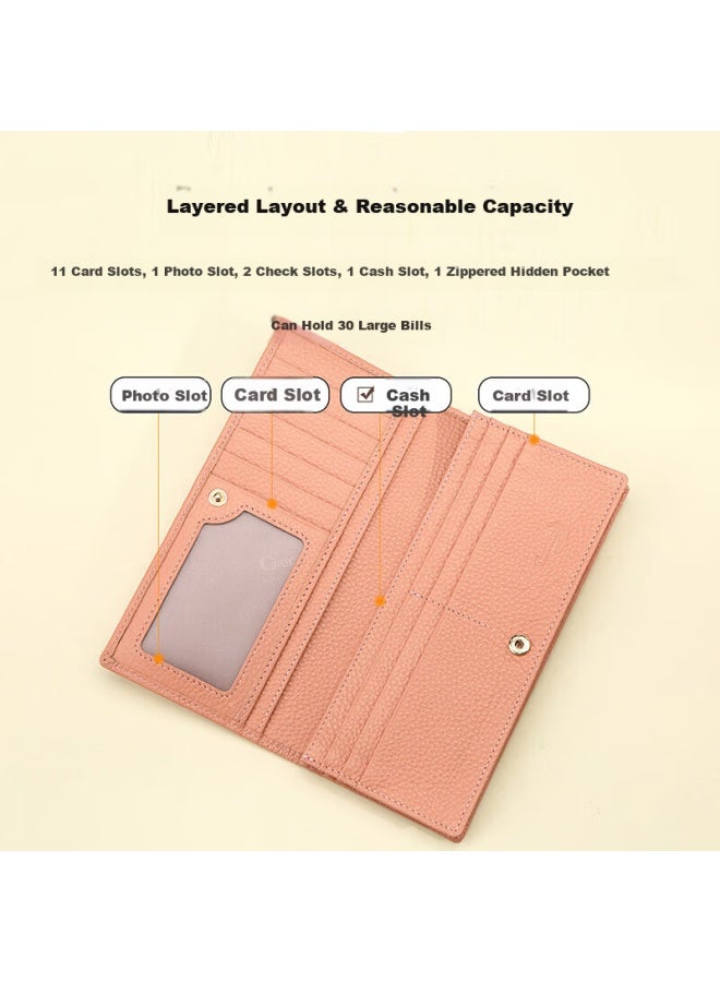Crocodile Festival First Layer Cowhide Simple Long Women's Wallet Bee 20% Off Ticket Holder Birthday Gift For Women - Image 2