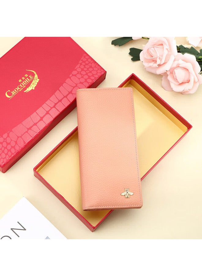 Crocodile Festival First Layer Cowhide Simple Long Women's Wallet Bee 20% Off Ticket Holder Birthday Gift For Women - Image 4