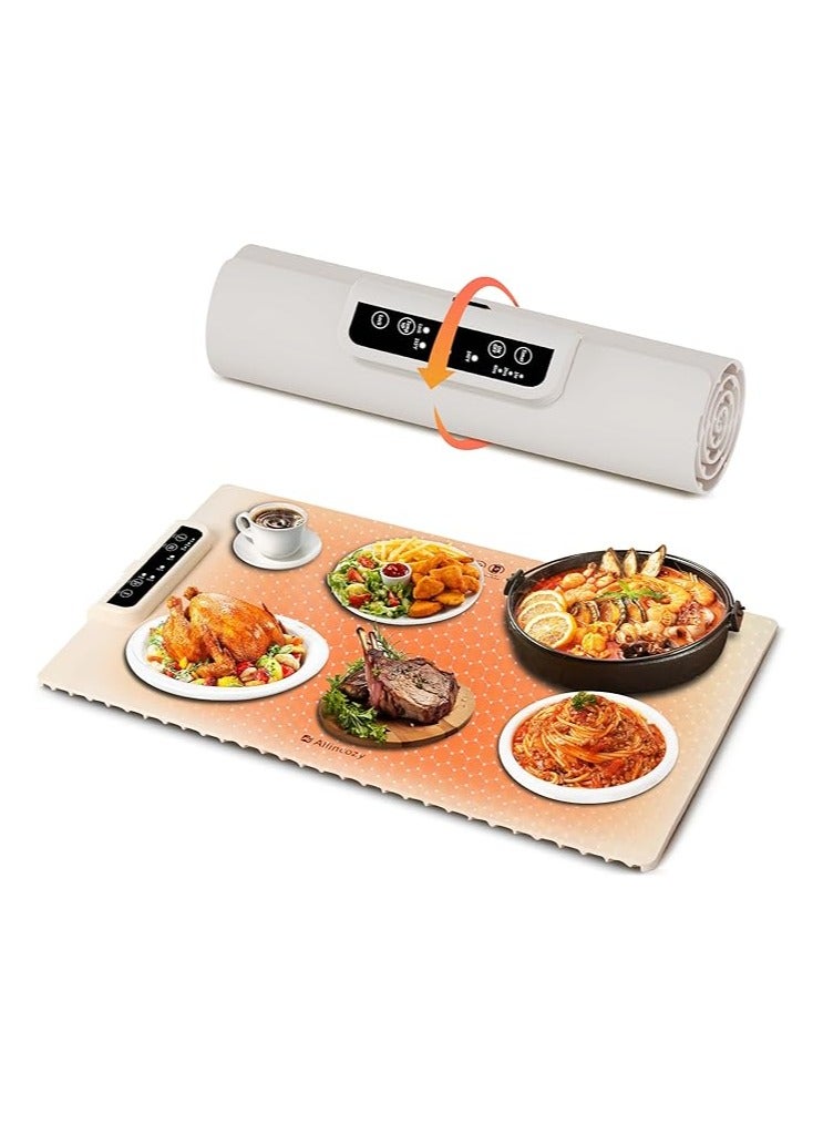 general Silicone Thermal Insulation Pads for Food, Full Surface Graphene Portable Electric Heating Tray, Roll Up Heating Tray, with 3 Temperature Settings - Image 1