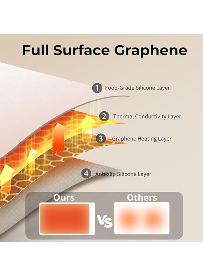 general Silicone Thermal Insulation Pads for Food, Full Surface Graphene Portable Electric Heating Tray, Roll Up Heating Tray, with 3 Temperature Settings - Image 4