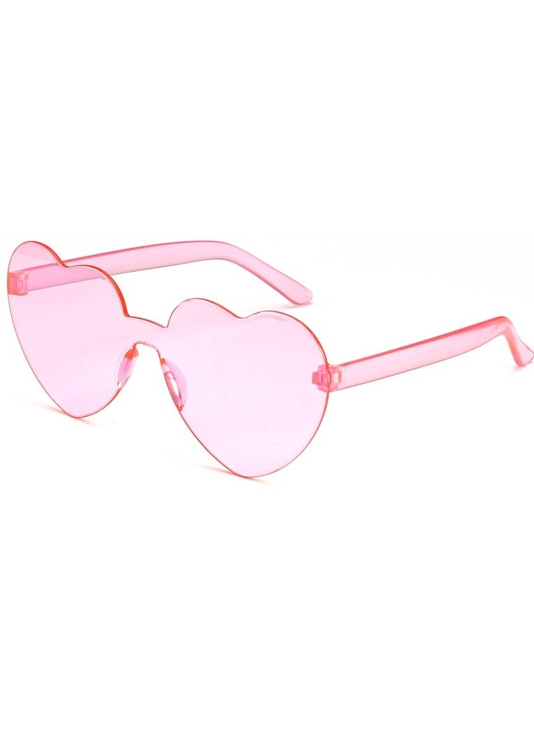 Laravel 2 Packs - Heart Shaped Sunglasses Love Rimless, Candy Color Retro Clear Lens Sunglasses Eyewear for Fancy Dress Accessory Party Cosplay Love Gift Valentines Day Valentines Gift - 1 Pack of Pink and 1 Pack of Redblue  - Image 2