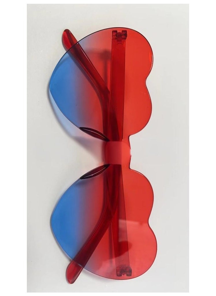 Laravel 2 Packs - Heart Shaped Sunglasses Love Rimless, Candy Color Retro Clear Lens Sunglasses Eyewear for Fancy Dress Accessory Party Cosplay Love Gift Valentines Day Valentines Gift - 1 Pack of Pink and 1 Pack of Redblue  - Image 3