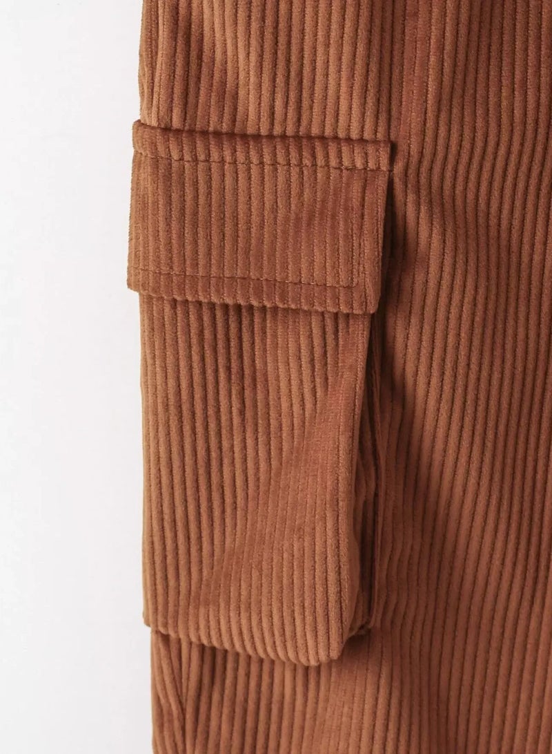 Boys Elastic Waist Corduroy Cargo Pants - Image 4