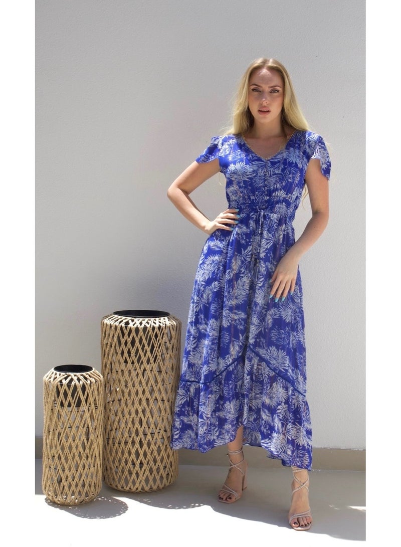 Alorabella Annabelle Bead Edge High Low Dress - Royal Blue  - Image 1
