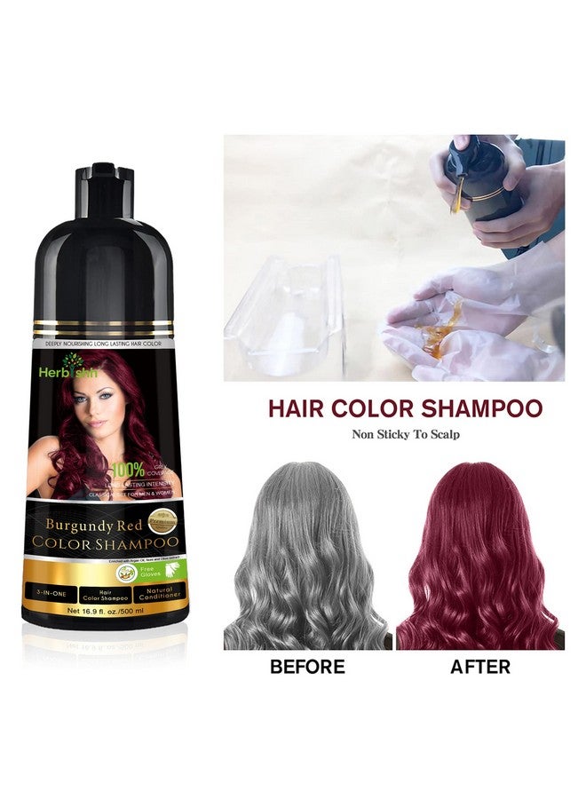 Herbishh Burgundy 3-In-1 Hair Color Shampoo for Gray Hair Magic Hair Dye Shampoo Colors Hair in MinutesLong Lasting500 MlAmmonia-Free - Image 2