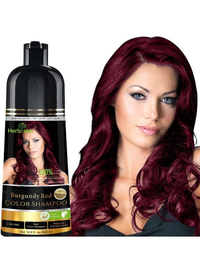 Herbishh Burgundy 3-In-1 Hair Color Shampoo for Gray Hair Magic Hair Dye Shampoo Colors Hair in MinutesLong Lasting500 MlAmmonia-Free - Image 1