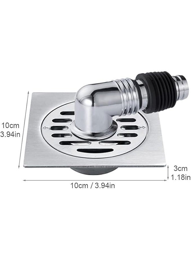 أخبار غطاء تصريف أرضية الغسالة سهل التنظيف المنزلي مع موصل أنبوبي ومصافي تصريف حوض الحمام المربعة (فضي) - Image 3