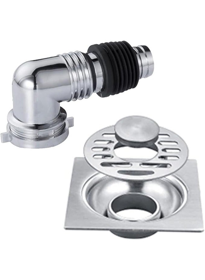 أخبار غطاء تصريف أرضية الغسالة سهل التنظيف المنزلي مع موصل أنبوبي ومصافي تصريف حوض الحمام المربعة (فضي) - Image 5