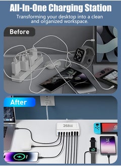 PINREK 268W GaN Type C Charger,  8 Port Type C Fast Charging Station Hub Block, Wall Charger Power Strip Adapter Plug Cube 5 PD USB C 3 QC USB A Laptop Charger for MacBook Air Sumsung S24 iPhone 15 14  iPad  - Image 4