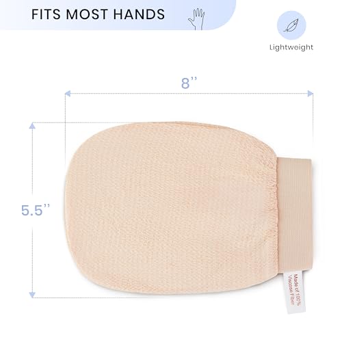 SimpleField Korean Exfoliating Mitt for Remove Dead Skin. 2 Pack 100% Viscose Kessa Deep Exfoliating Gloves for Body Scrub, Keratosis Pilaris & Self Tanning Removal. Smooth Skin Surface. (Muted Peach) - Image 5