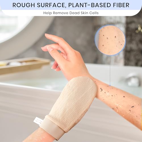 SimpleField Korean Exfoliating Mitt for Remove Dead Skin. 2 Pack 100% Viscose Kessa Deep Exfoliating Gloves for Body Scrub, Keratosis Pilaris & Self Tanning Removal. Smooth Skin Surface. (Muted Peach) - Image 2