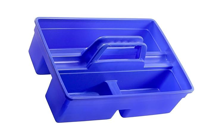 SHREEVA Cleaning Caddy Organizer with Handle and Multiple Compartments,Portable Storage Organiser,Plastic Bucket for Cleaning Supplies Products, Cleaning Tool Storage Tote-Blue - Image 3