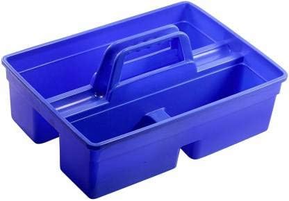 SHREEVA Cleaning Caddy Organizer with Handle and Multiple Compartments,Portable Storage Organiser,Plastic Bucket for Cleaning Supplies Products, Cleaning Tool Storage Tote-Blue - Image 1