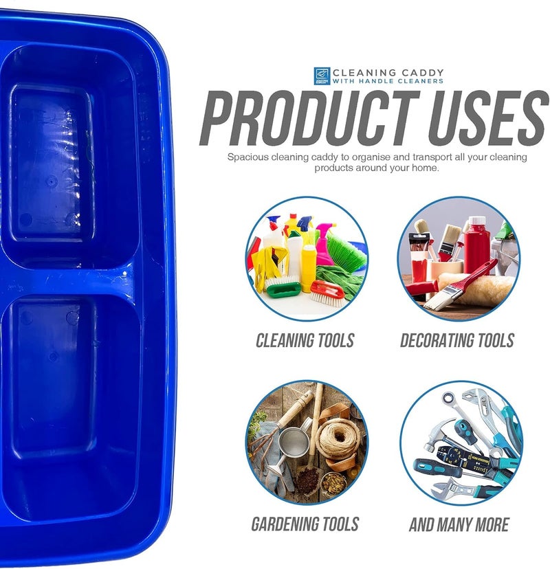 SHREEVA Cleaning Caddy Organizer with Handle and Multiple Compartments,Portable Storage Organiser,Plastic Bucket for Cleaning Supplies Products, Cleaning Tool Storage Tote-Blue - Image 5