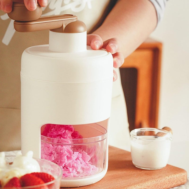 جليفار ماكينة حلاقة الثلج - ماكينة حلاقة ثلج يدوية - كسارة ثلج مدمجة مع قالب، تصميم بمقبض يدوي للعصائر ومخاريط الثلج، سهلة التنظيف، مثالية للمطبخ والتخييم والحلويات الصيفية - Image 3