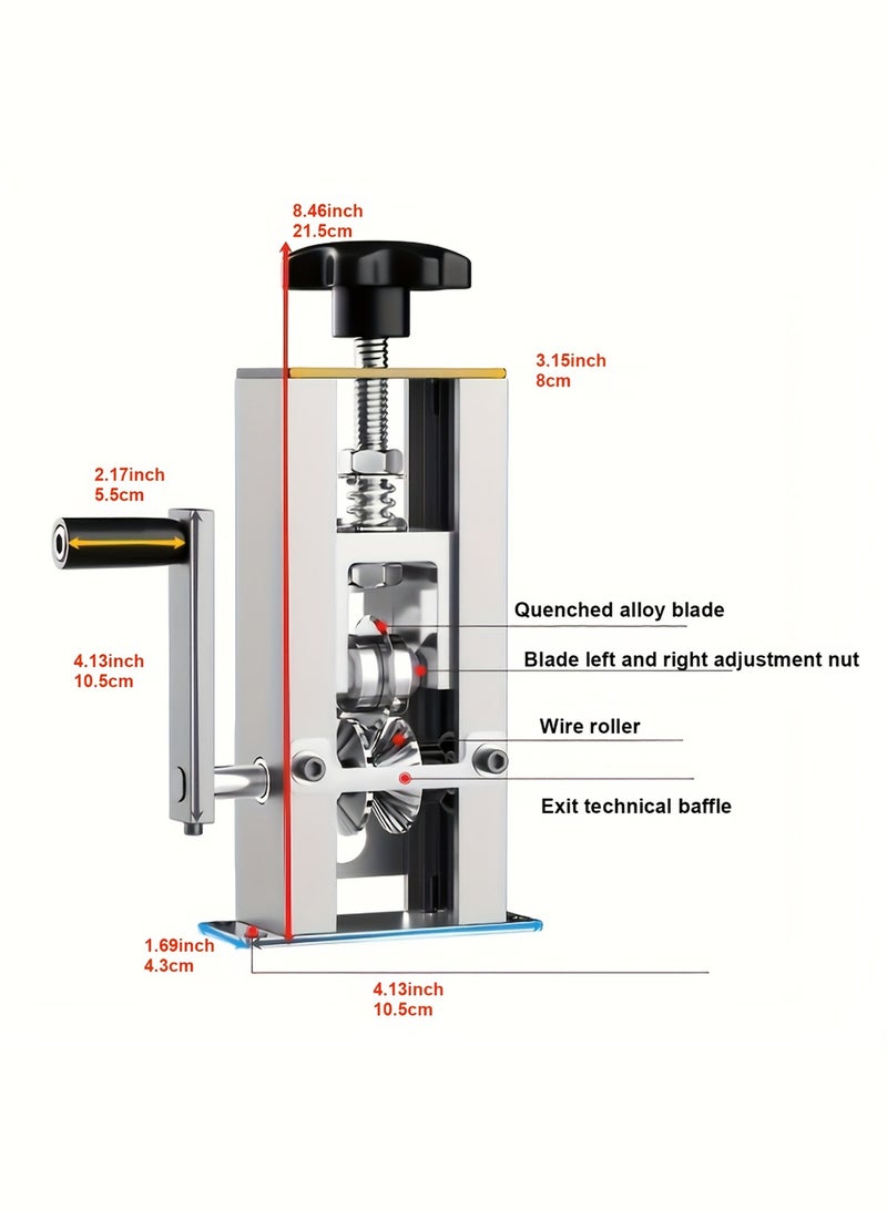 LOOPITYS Portable household wire stripping machine, manual wire stripping tool, wire stripping range 1-25mm, with manual crank bracket, silver color, suitable for various waste wires and cables, including copper wire, aluminum wire, sheathed wire and hard wire - Image 3