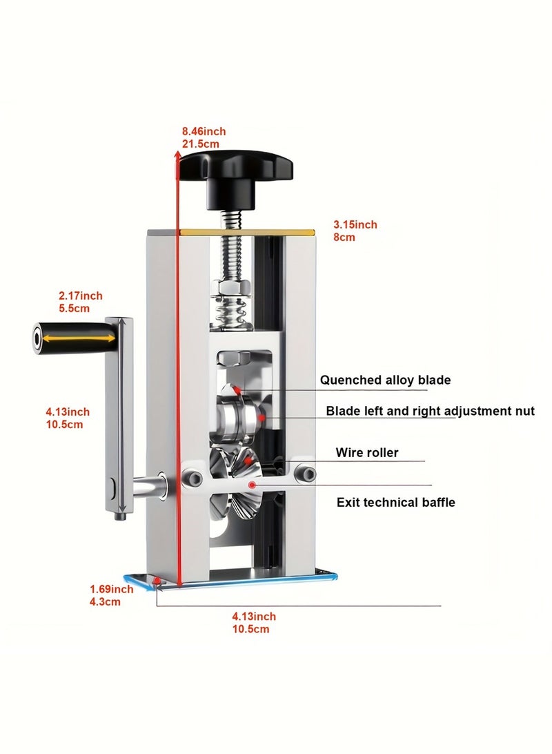 LOOPITYS Portable household wire stripping machine, manual wire stripping tool, wire stripping range 1-25mm, with manual crank bracket, silver color, suitable for various waste wires and cables, including copper wire, aluminum wire, sheathed wire and hard wire - Image 3