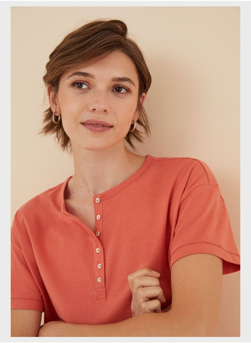 women'secret - Button Detail T-Shirt - Image 1