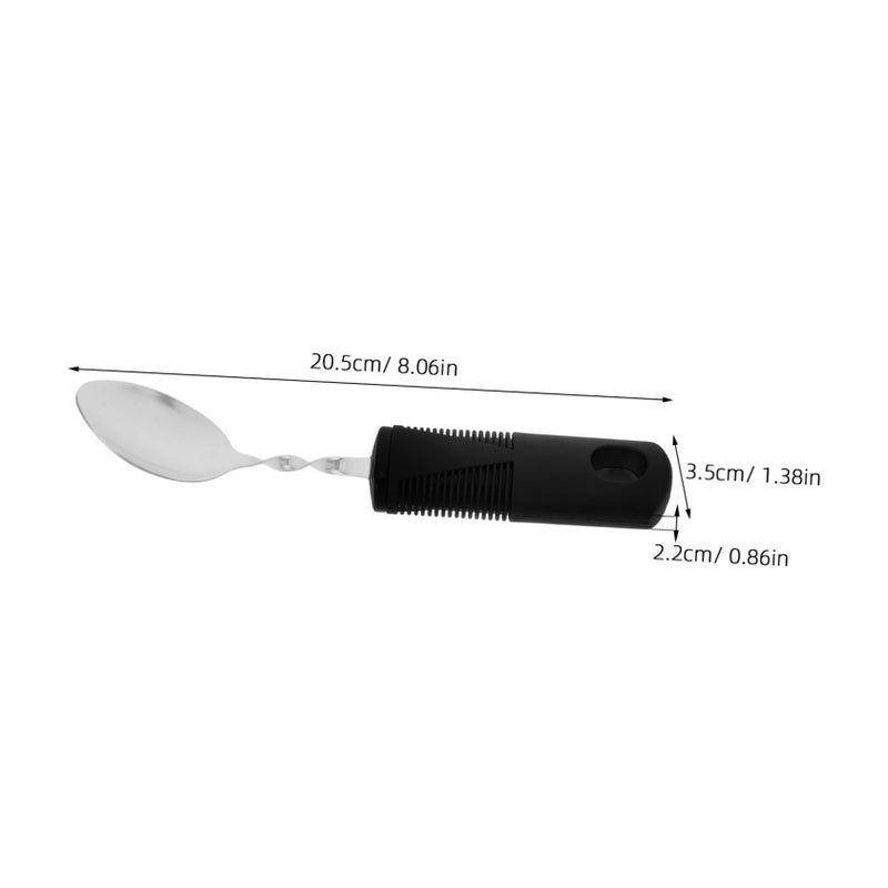 Adaptive Bendable Ergonomic Spoon Set With Non Slip Handle Grip Aid For Elderly Disabled Rehabilitation Eating And Self Feeding Support Stainless Steel Silver - Image 3