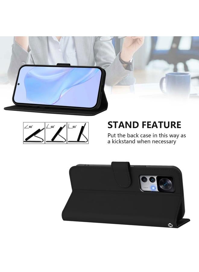 S-TOP Case For Redmi K50 Ultra Skin Feel Solid Color Leather Phone Case with Lanyard - Image 3