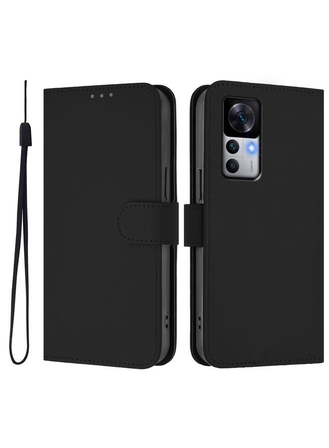 S-TOP Case For Redmi K50 Ultra Skin Feel Solid Color Leather Phone Case with Lanyard - Image 2