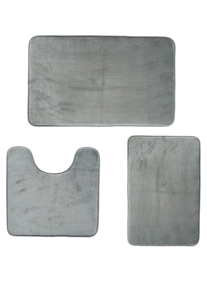 رات سو 3 قطع من مجموعات سجاد الحمام سميكة جدًا من إسفنج الذاكرة بساط حمام غير قابل للانزلاق فائق الامتصاص ناعم سجادات الحمام قابلة للغسل في الغسالة، مجموعات سجادات أرضية الحمام للحوض وحوض الاستحمام والمرحاض - Image 2