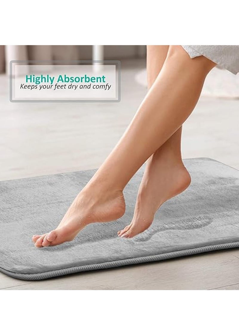 رات سو 3 قطع من مجموعات سجاد الحمام سميكة جدًا من إسفنج الذاكرة بساط حمام غير قابل للانزلاق فائق الامتصاص ناعم سجادات الحمام قابلة للغسل في الغسالة، مجموعات سجادات أرضية الحمام للحوض وحوض الاستحمام والمرحاض - Image 3