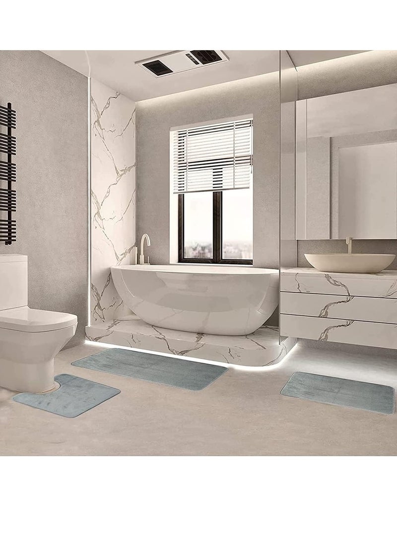 رات سو 3 قطع من مجموعات سجاد الحمام سميكة جدًا من إسفنج الذاكرة بساط حمام غير قابل للانزلاق فائق الامتصاص ناعم سجادات الحمام قابلة للغسل في الغسالة، مجموعات سجادات أرضية الحمام للحوض وحوض الاستحمام والمرحاض - Image 4