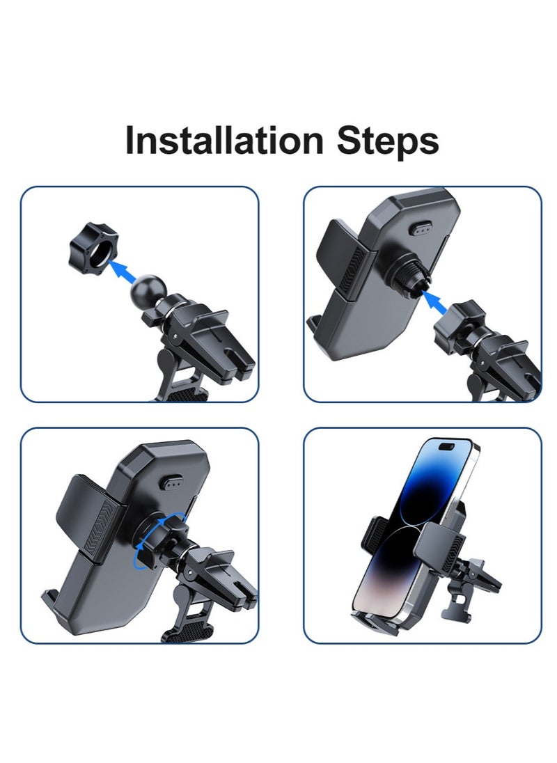 HouDeOS - Car Phone Holder Phone Holder Car for Air Vent, Anti-Shake Mobile Holder for Car with Ultra Stable Hook Design Car Phone Mount Compatible with All Phones iPhone 14/13/12 - Image 1