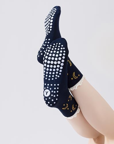 Yawlsow Pilates Grip Socks for Women Yoga Grippy Socks Cute Barre Non Skid Athletic Crew Sticky Sock Workout Hospital - Image 2
