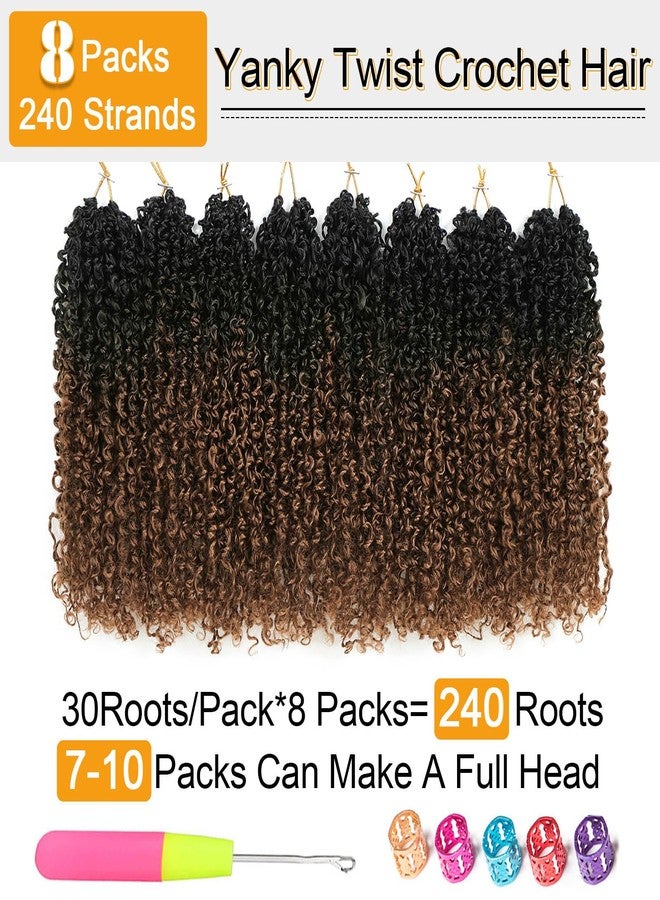 Aksice 10 Inch Yanky Twist Crochet Hair Pre-looped 8 Packs Ombre Brown Spring Twists Hair Senegalese Twist Crochet Hair with Curly Ends Synthetic Crochet Braids (1B/30#) - Image 4