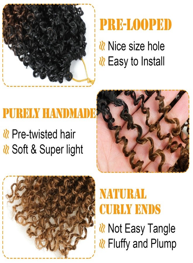 Aksice 10 Inch Yanky Twist Crochet Hair Pre-looped 8 Packs Ombre Brown Spring Twists Hair Senegalese Twist Crochet Hair with Curly Ends Synthetic Crochet Braids (1B/30#) - Image 3